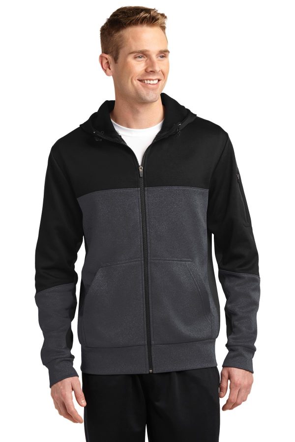 Download Sport-Tek Tech Fleece Colorblock Full-Zip Hooded Jacket ...